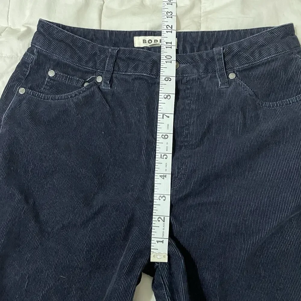 Boden 5 Pocket Cord Crop Jeans Size 4 Women Navy Blue Corduroy Wide Leg Preppy - Picture 5 of 10